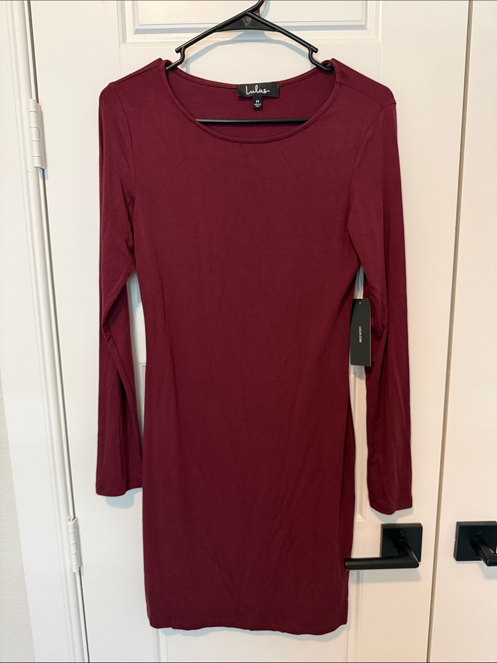Lulu's Long Sleeve Bodycon Dress in Burgundy